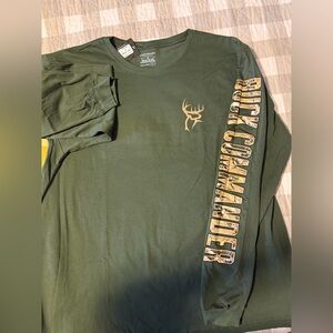 Legendary Whitetails Olive Green Long-Sleeve Tee with Tan Sleeve Graphic